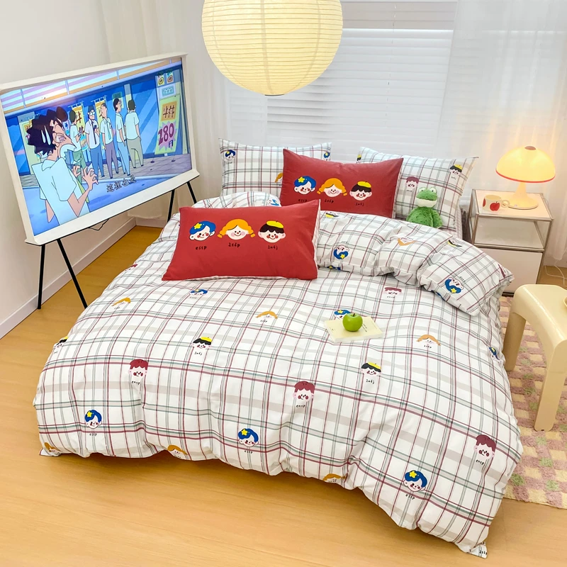 诺漾家纺-全棉小清新四件套纯棉宿舍三件套床品套件 小学霸HY