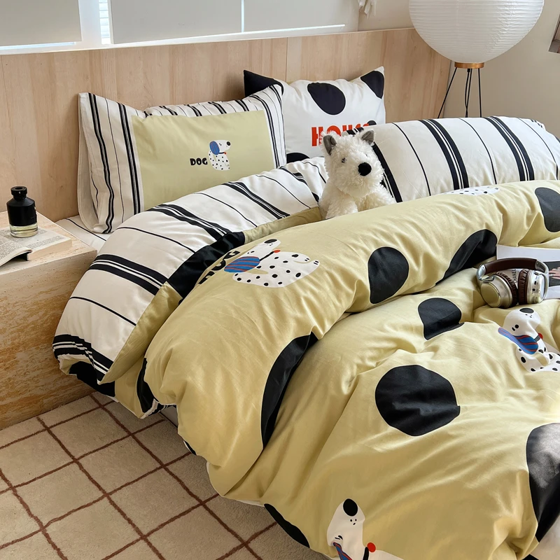 诺漾家纺-全棉卡通被套床单四件套宿舍三件套床上用品 momo狗ZS