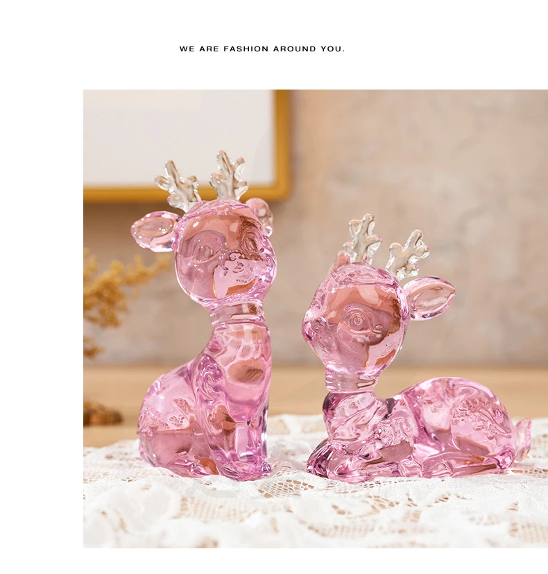 手工传承小鹿水晶琉璃摆件
