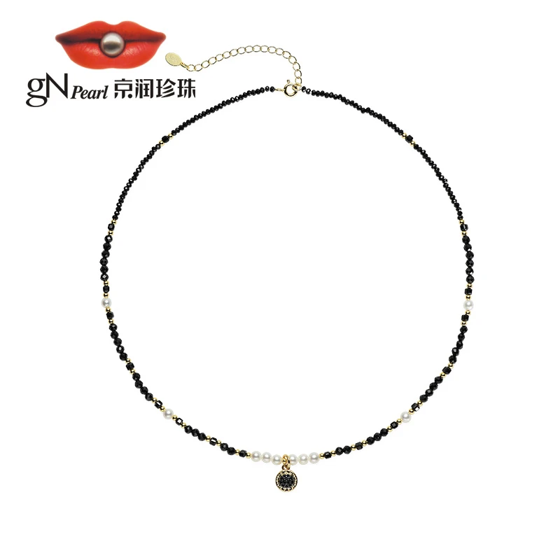 【好物优选】京润珍珠 暗影S925银淡水珍珠项链3.0-4.0mm白色近圆形