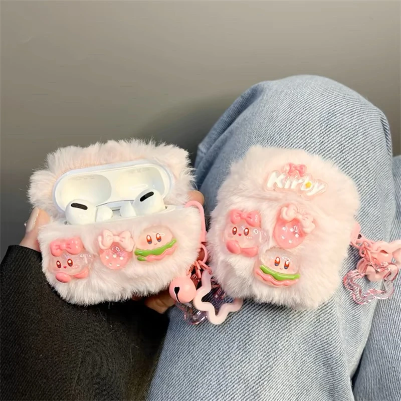ins少女心毛绒粉色卡比适用airpodspro2保护套苹果蓝牙无线耳机壳