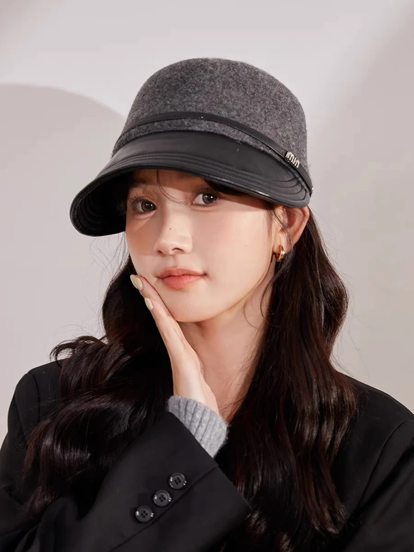 新款秋冬气质马术帽女素颜显脸小盆帽时髦高品质大帽檐鸭舌帽子