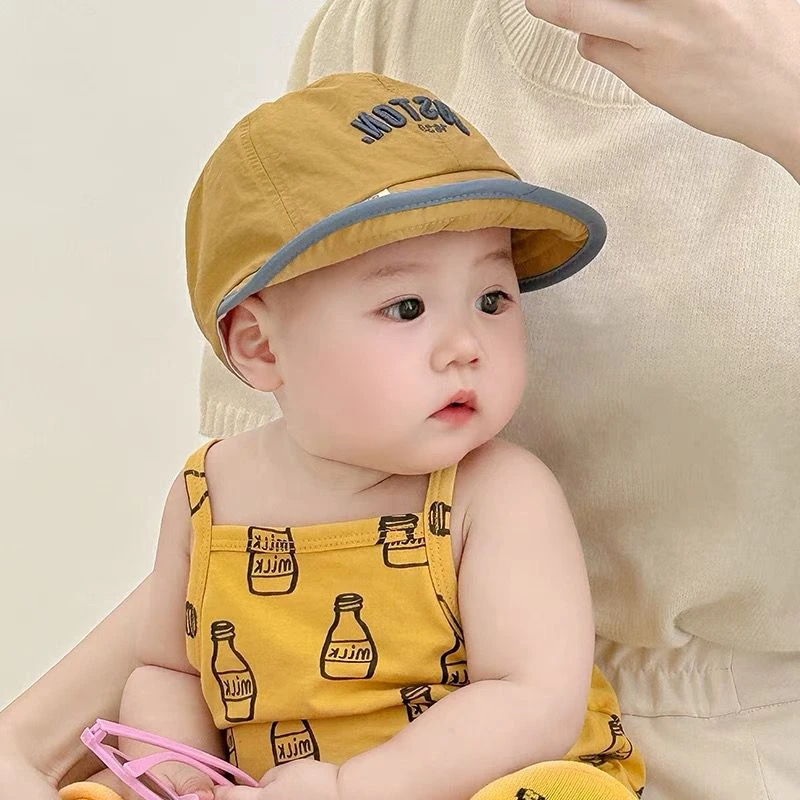 宝宝帽子春秋薄款防晒帽夏季男女童速干遮阳帽婴儿大檐鸭舌渔夫帽