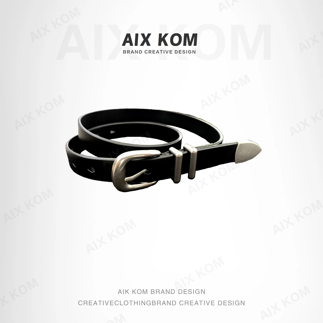 AIX KOM｜时尚合金休闲黑色轻男士奢百搭腰带潮流简约真皮经典皮带
