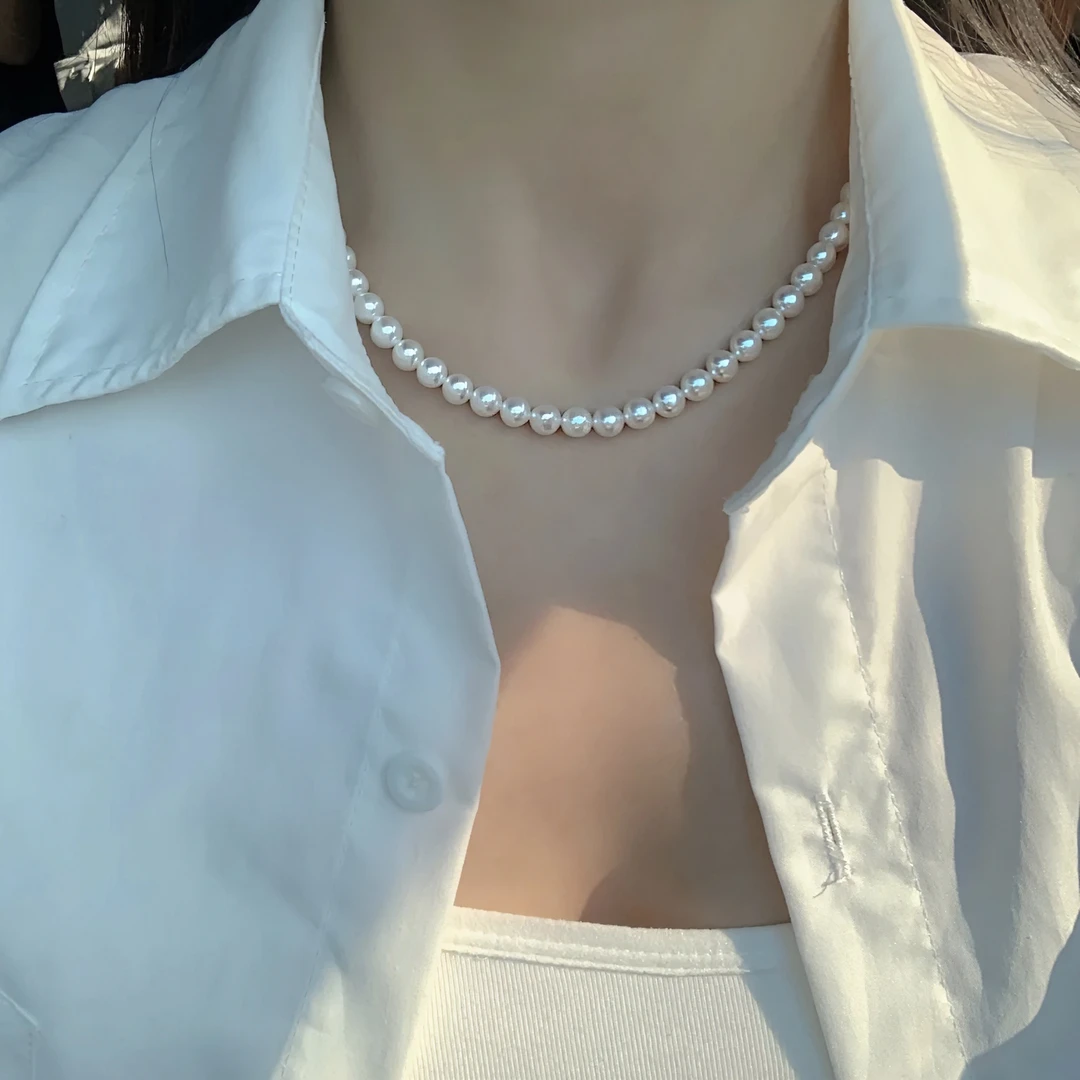 【晓荷】5-6mm「小澳白」正圆冷白极强光微暇baby小米珠天然珍珠项链