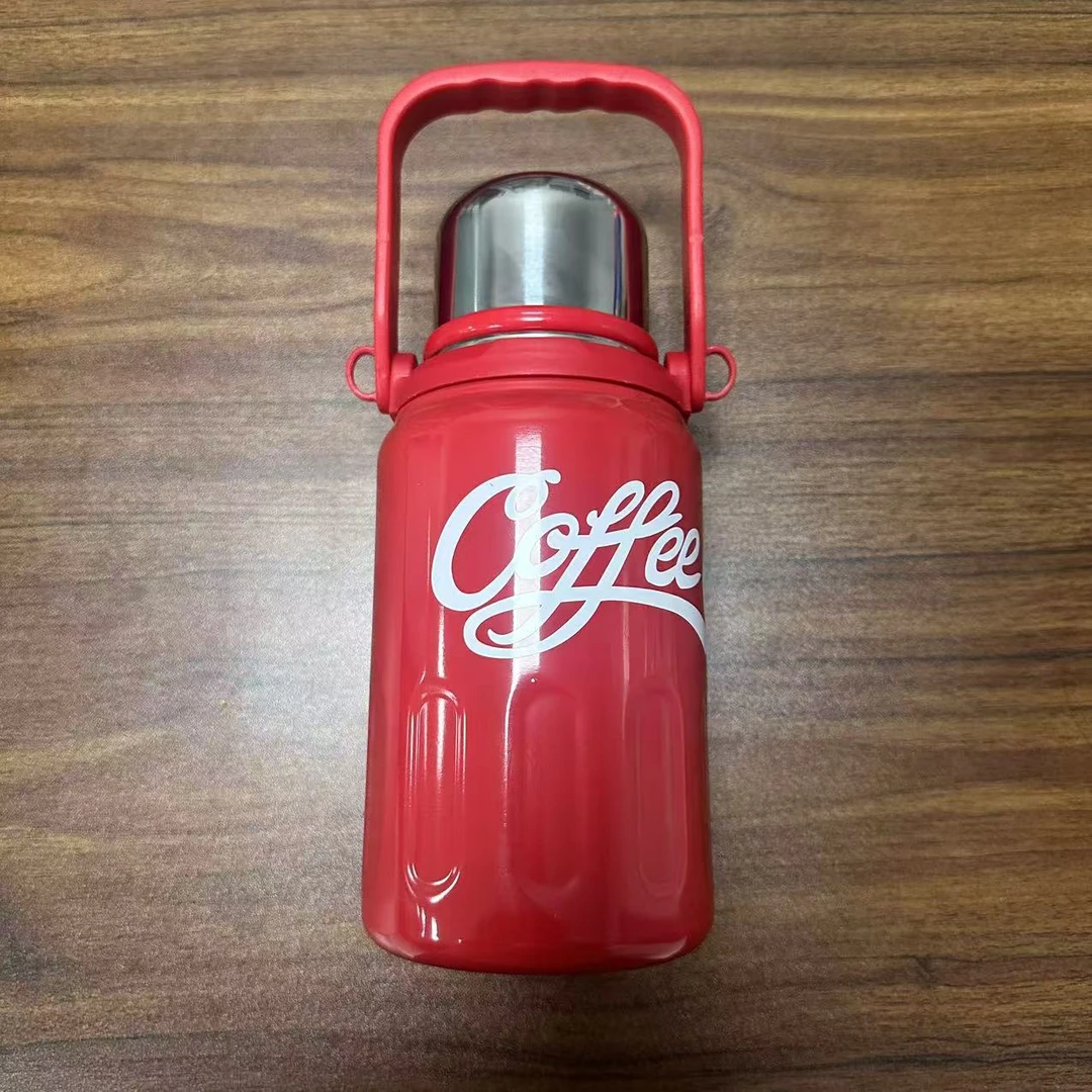 大容量背带手提一盖两用可乐保温壶户外真空超长