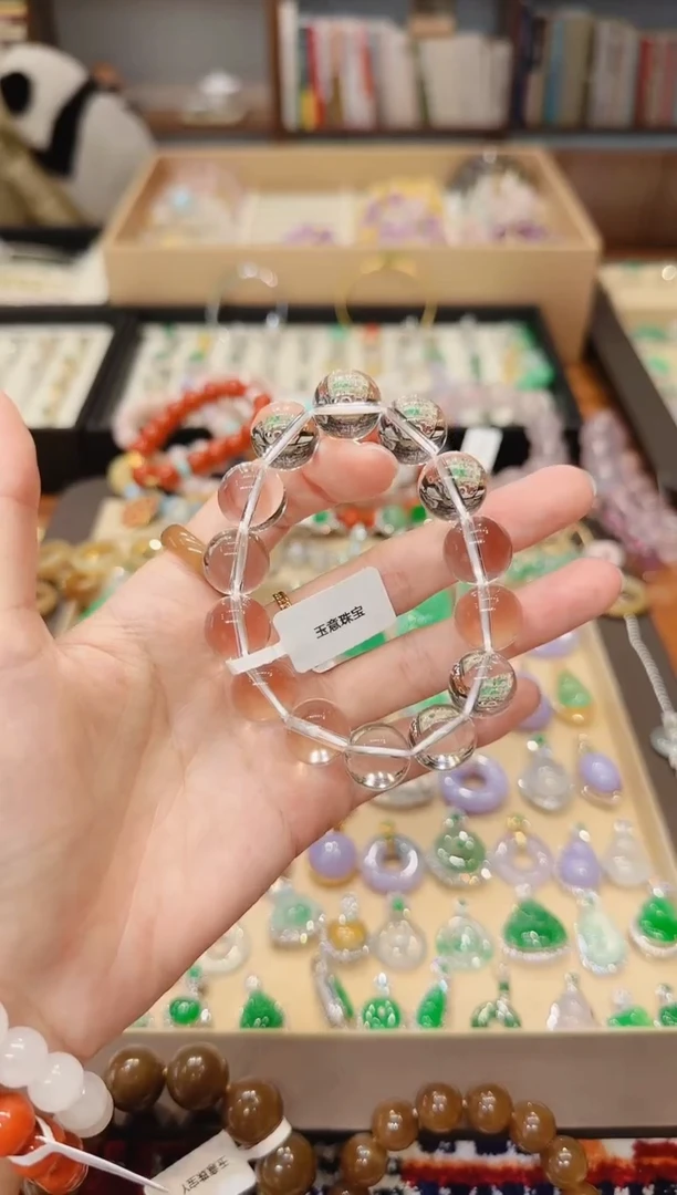 【闪购商品】水晶手串未镶嵌素圈白水晶手串圆珠14