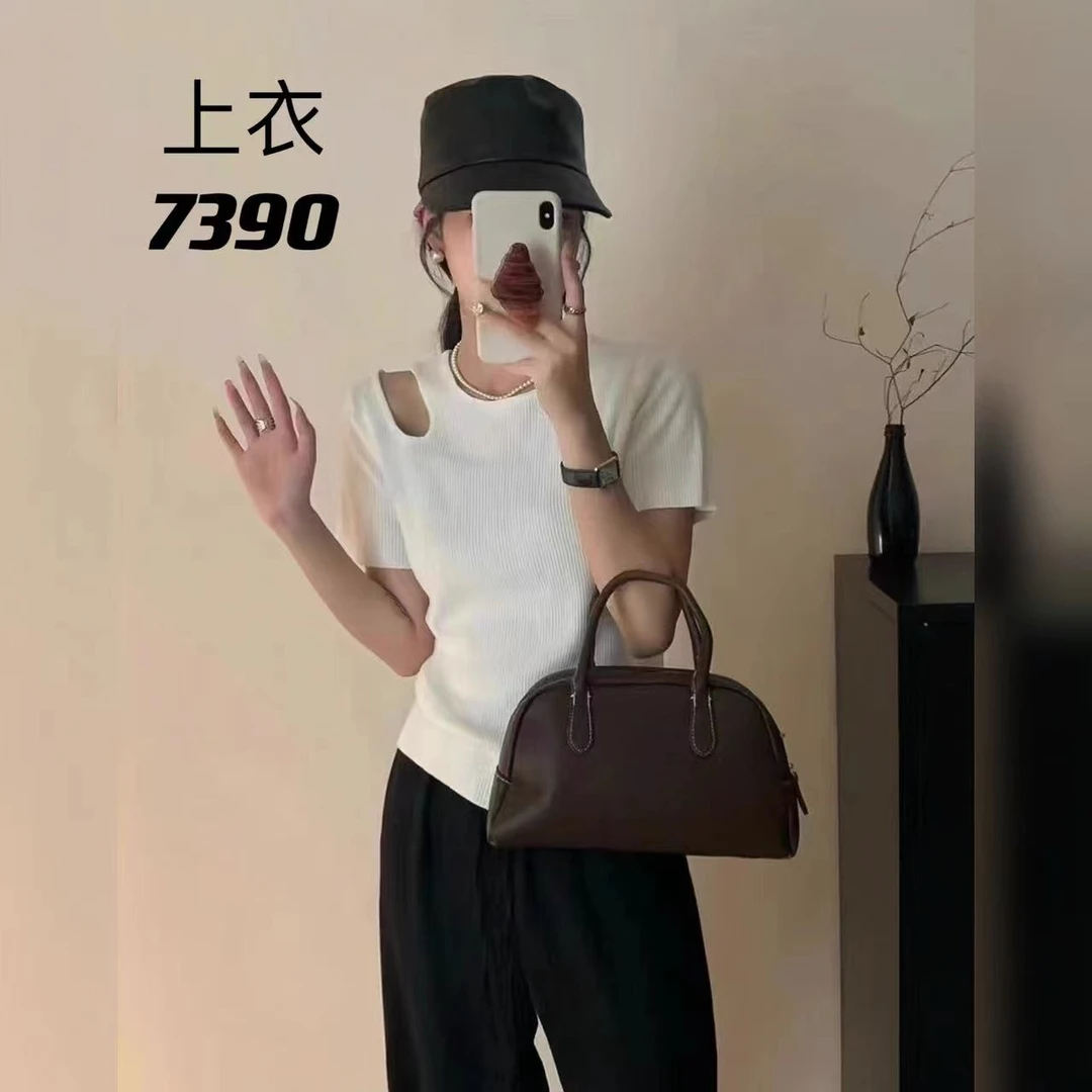 7390 （部分无水洗唛，介意慎拍）SANFAN新款针织短袖