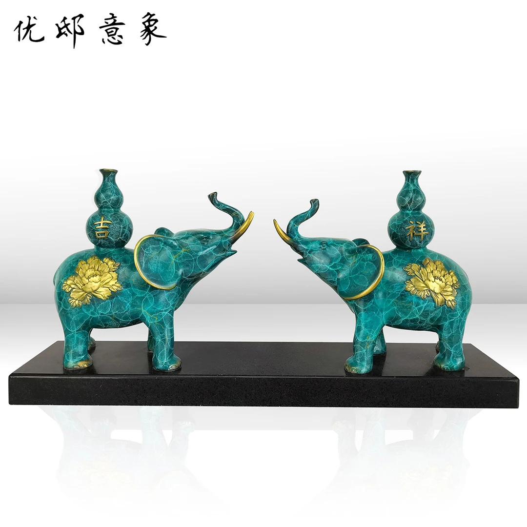 平安吉祥 铜工艺品摆件轻奢高档手工玄关中式新中式 吉祥如意酒柜