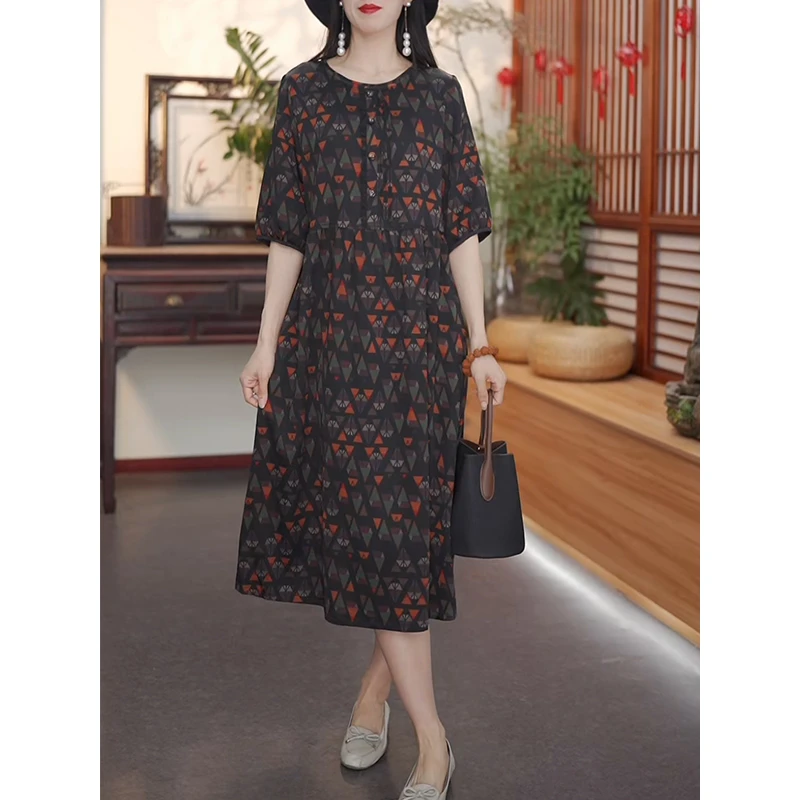 【好事正酿】春夏新时尚减龄大气重磅新中式香云纱桑蚕丝连衣12365