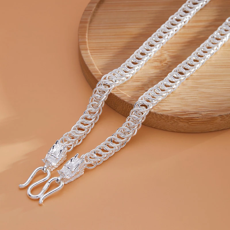 链子足银 时尚百搭潮流大气霸气粗款经典实心扁平999纯银项链男款