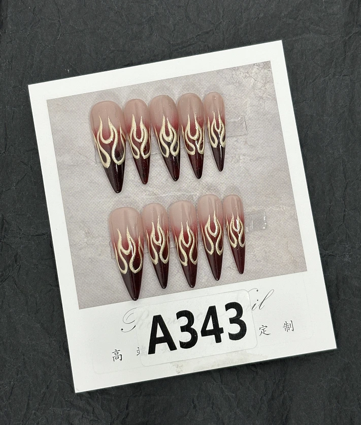 【A343】花花纯手工~辣妹甜酷Y2K欧美法式渐变ins风中长款穿戴甲