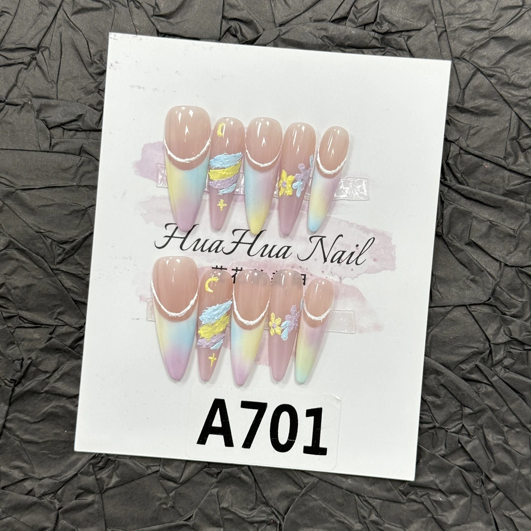 【A701】花花纯手工~辣妹甜酷Y2K欧美法式渐变ins风穿戴甲