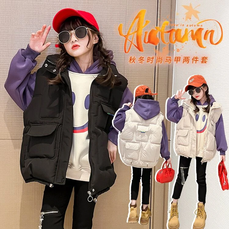 【小扬哥推荐】女童马甲2023秋冬新款洋气儿童加厚中大童背心外穿