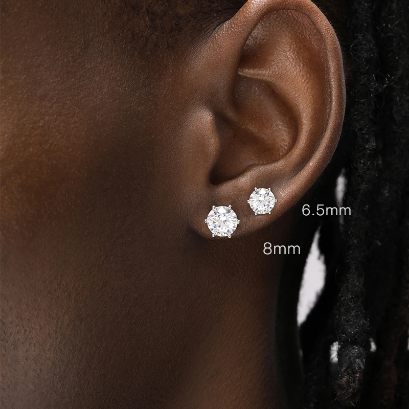 GRGR 925银合成锆石耳饰 耳钉男女嘻哈美式养耳洞百搭高级感耳饰