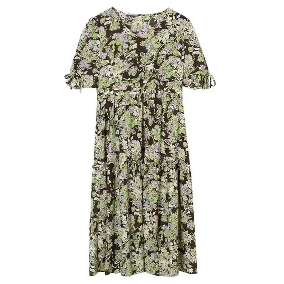 H1907碎花显瘦气质时尚休闲夏季法式印花连衣裙L10