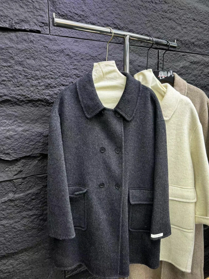 羊毛双面呢大衣女长款时尚气质翻领毛呢外套