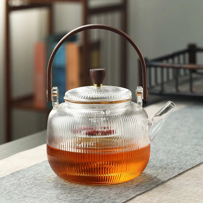 玻璃提梁壶煮茶壶蒸茶器家用烧水壶电陶炉玻璃壶耐高温围炉煮茶