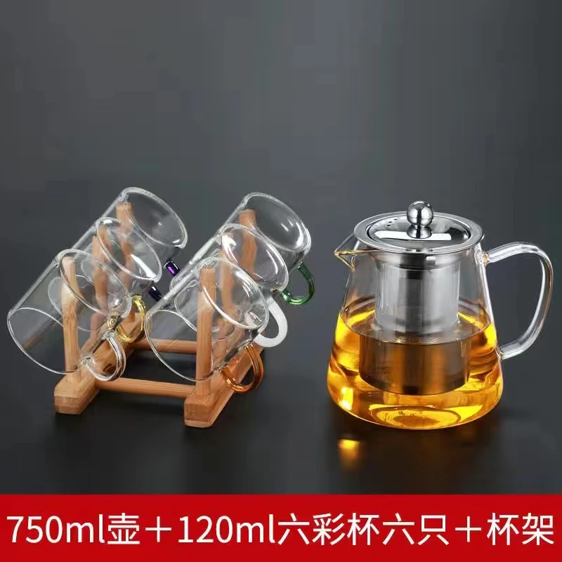 玻璃茶具泡茶壶煮茶器加厚过滤套装耐高温家用烧水壶一壶送六杯送