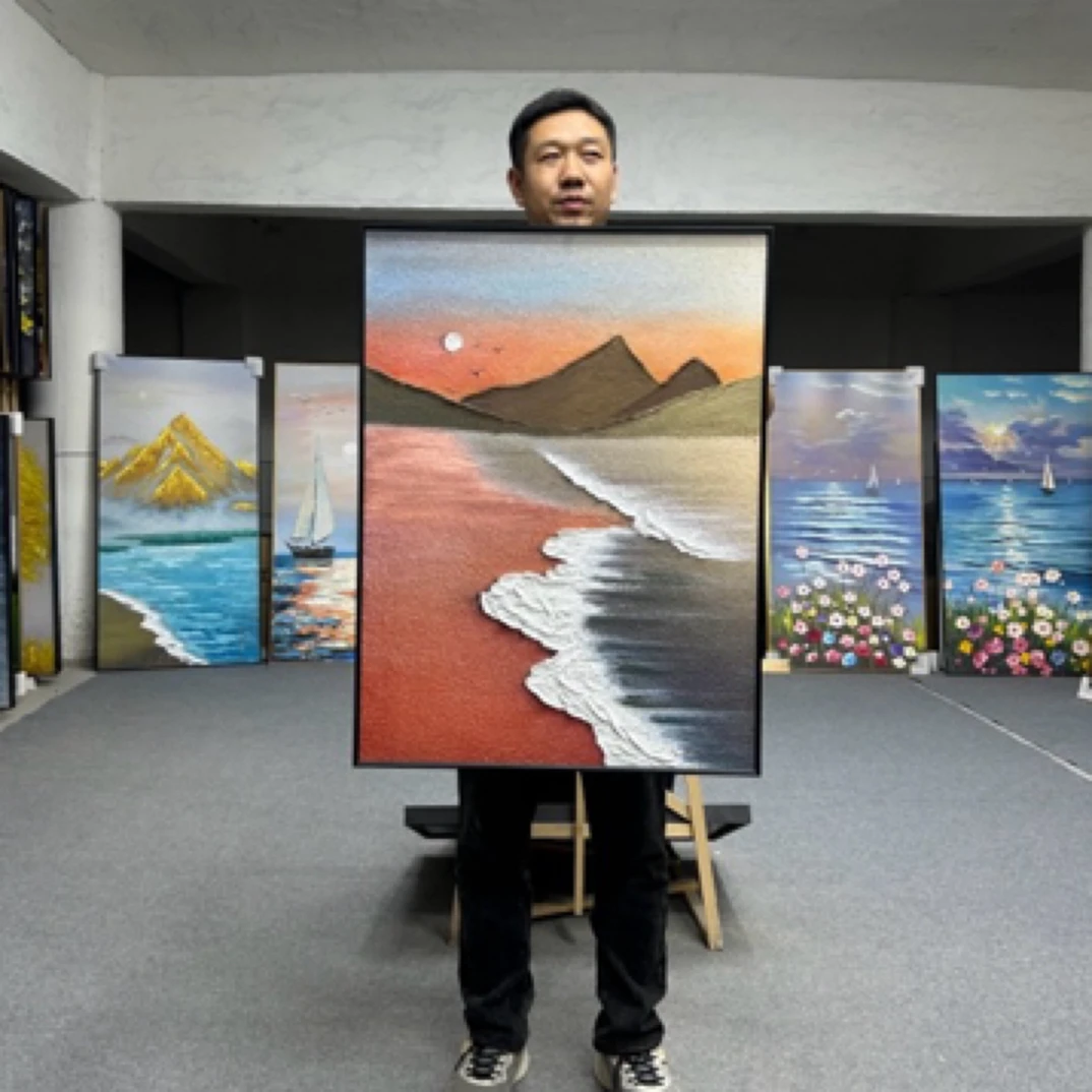 手绘砂岩肌理油画餐厅客厅背景墙走廊过道装饰画6080