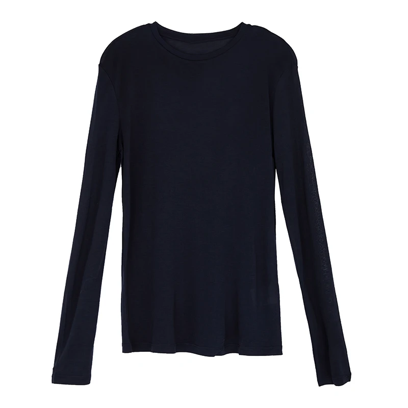 薄款天丝长袖修身T恤套头内搭打底面膜T恤纯色CT1060