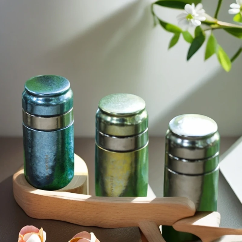 FEIJIAN 茶水分离杯 双层纯钛闷茶杯高档保温纯手工便携水杯390ml