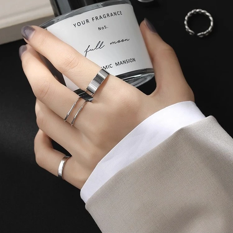 简约素圈戒指女ins小众设计冷淡风时尚高级感个性开口食指戒