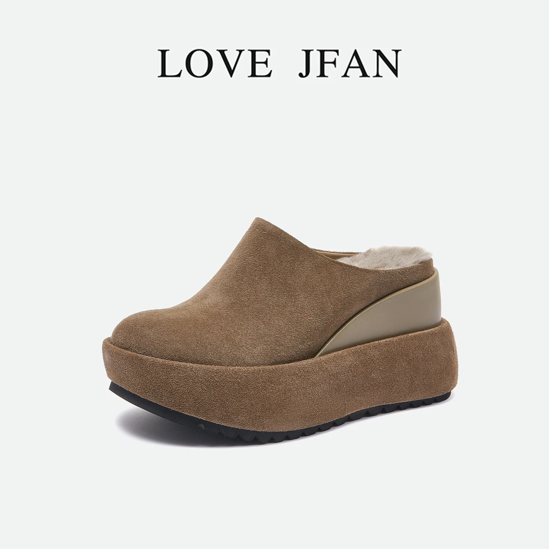 【博肯毛拖】2024（9CM) 秋冬新品羊皮毛一体厚底增高博肯毛拖251