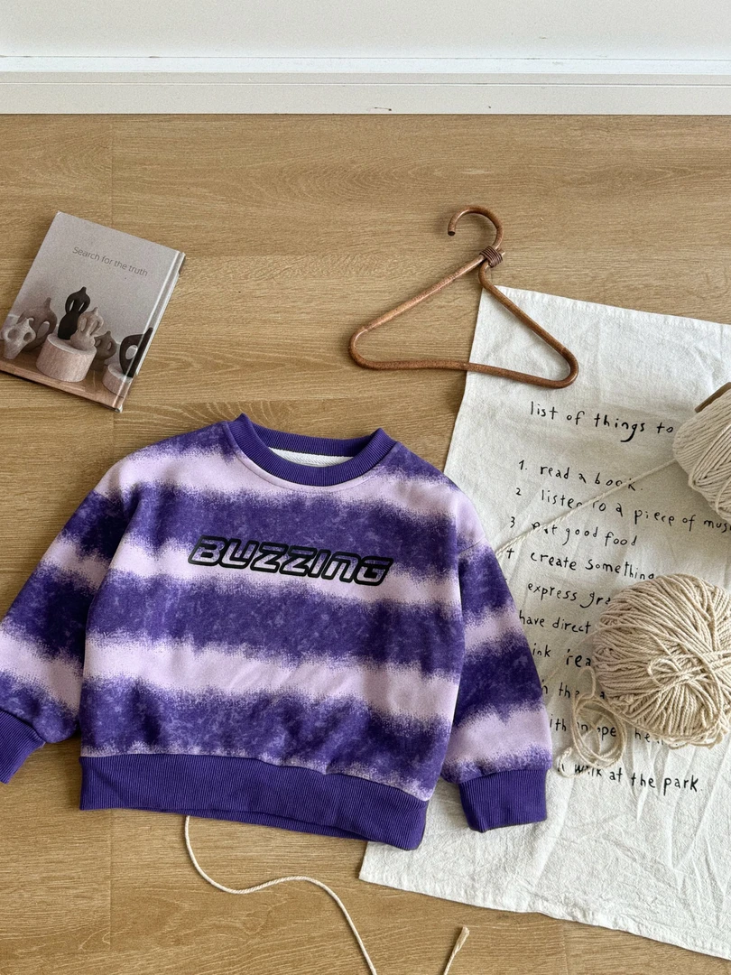 238905（现货）韩版儿童BUZ扎染加绒卫衣