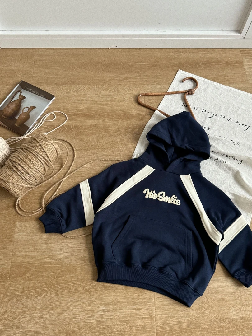 SSHD001-3（现货）儿童纯棉秋款运动拼接带帽卫衣