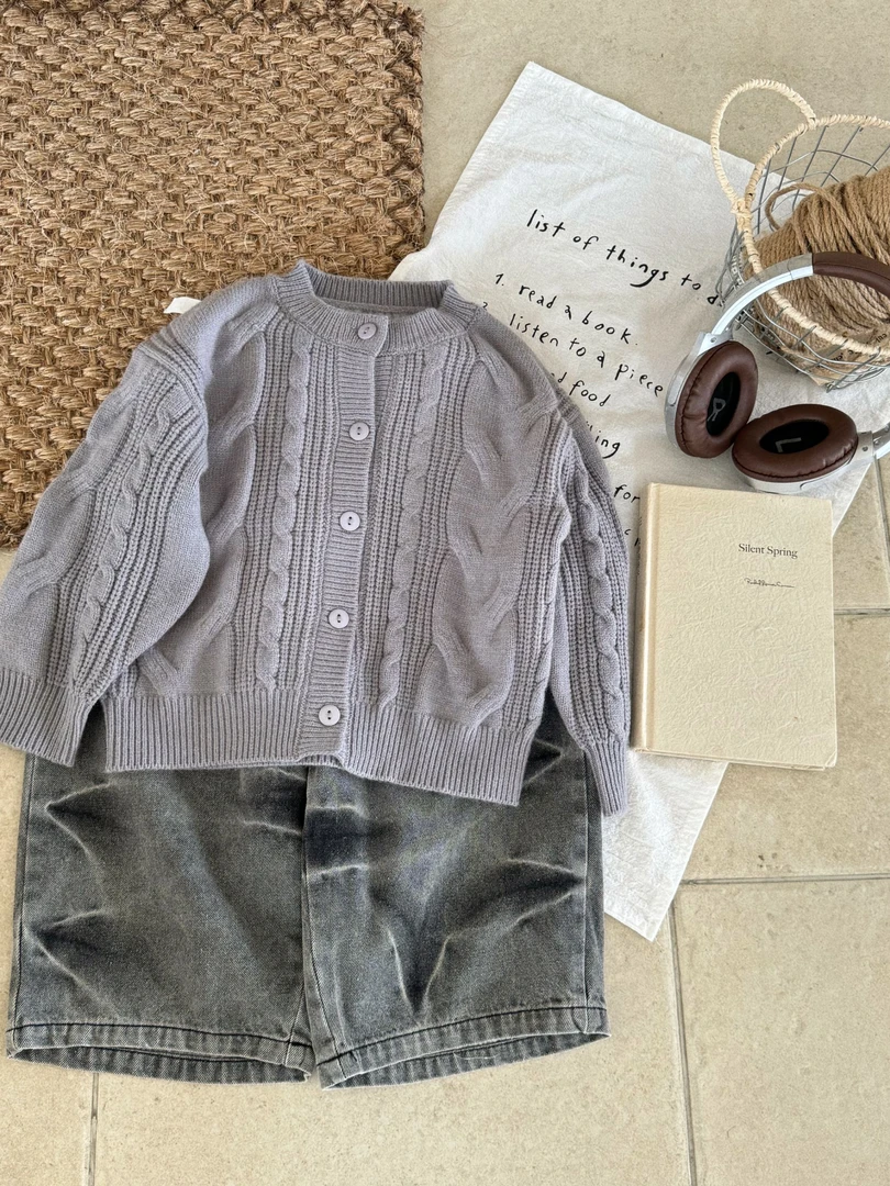 NL6007（现货）儿童韩版绞花复古毛衣开衫