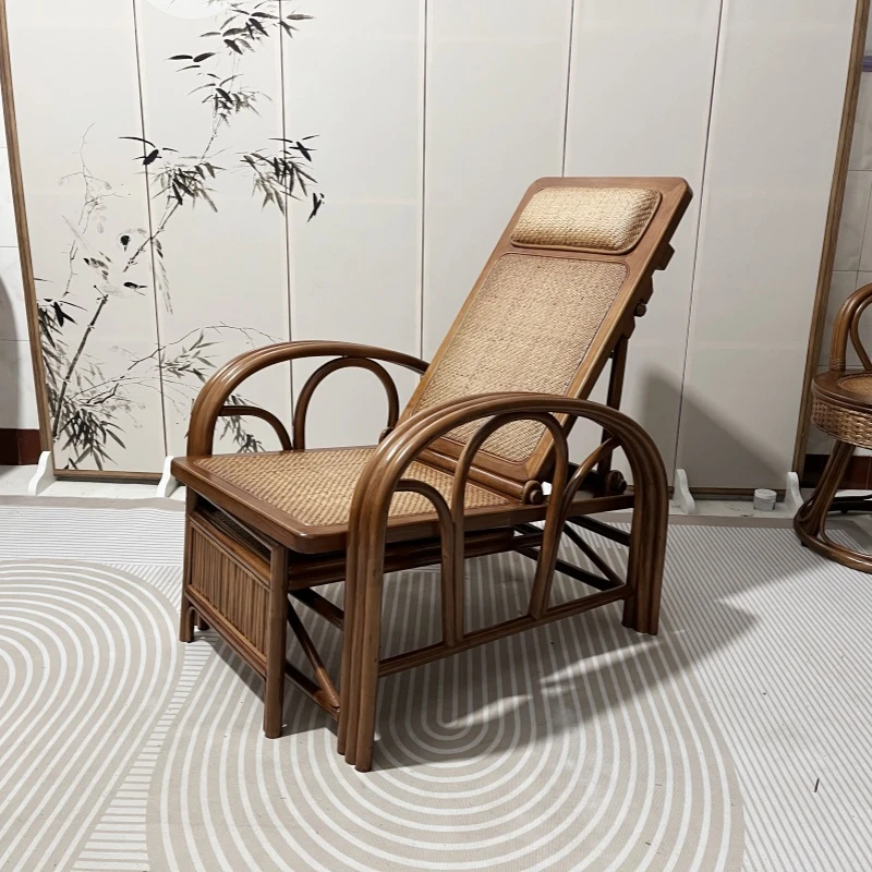 藤躺椅折叠椅休闲椅透气舒适老人靠背椅阳台客厅阳光房椅子