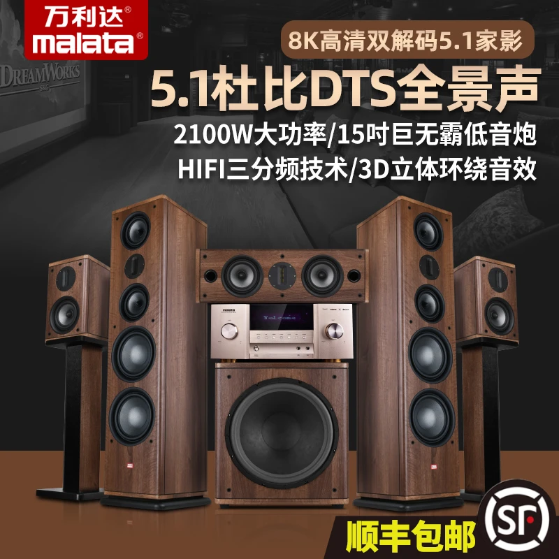 万利达悦音十号5.1双解码家庭影院音响套装家用K歌落地音箱重低音