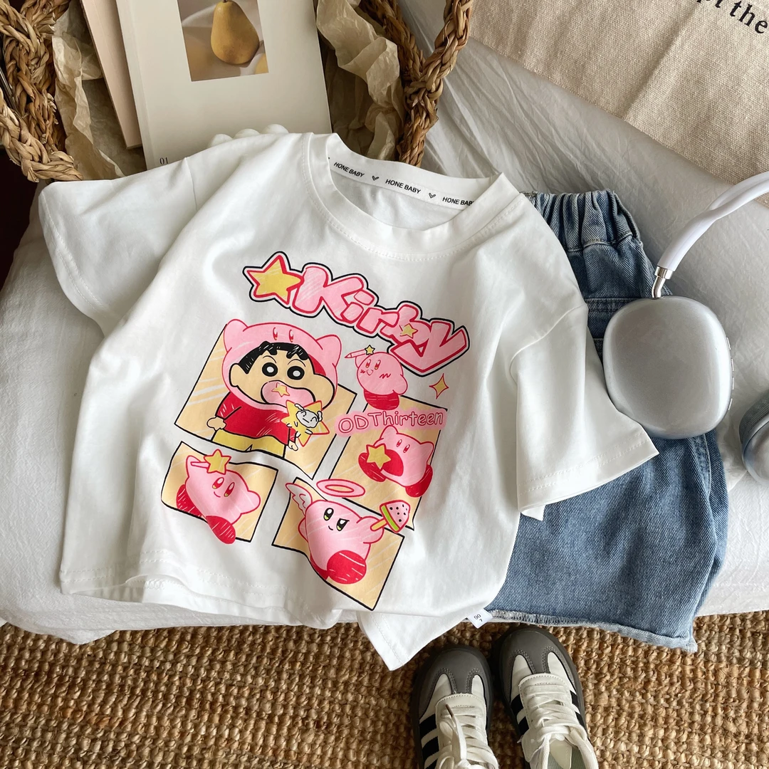 【蜡笔小新】儿童冰感舒适韩版宽松无感印花百搭洋气T恤短袖