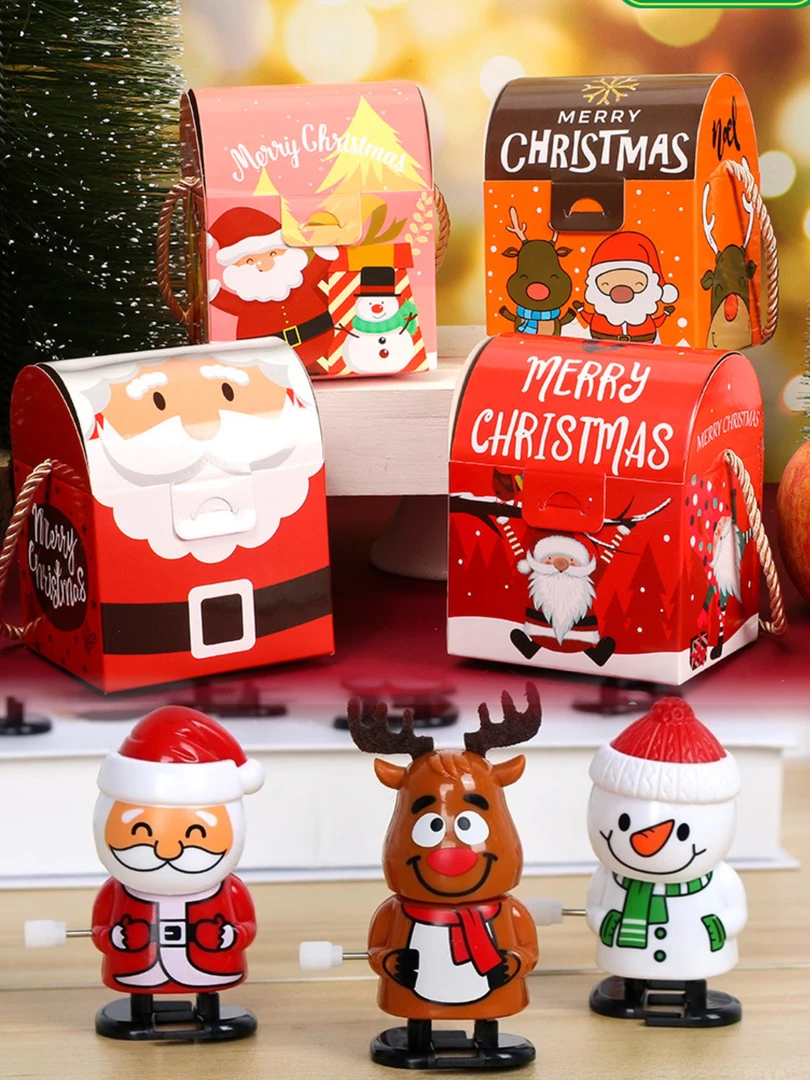 圣诞上链图案发条玩具圣诞节老人雪人可爱摇头公仔儿童玩具