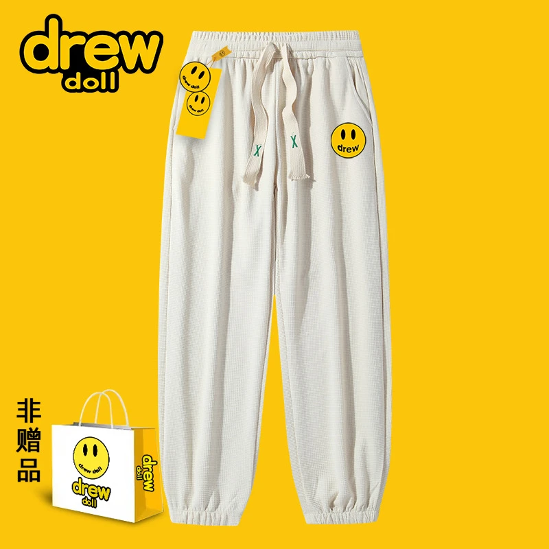 drew笑脸休闲长裤子男束脚宽松运动春秋夏季百搭潮牌ins卫裤高街