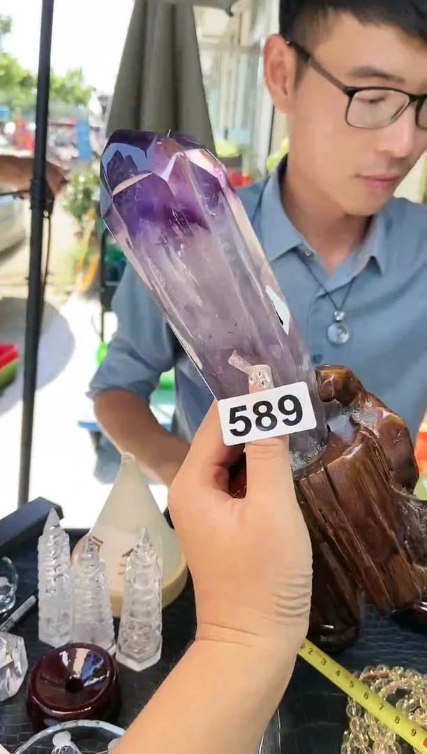 【闪购商品】水晶双尖紫柱未镶嵌【589】