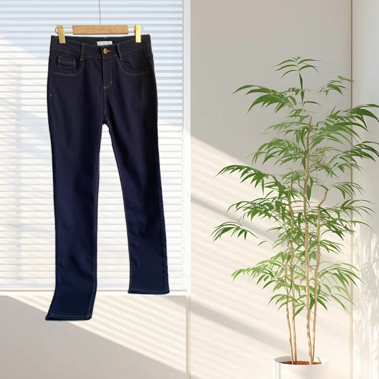 1003牛仔裤深蓝色黄色走线