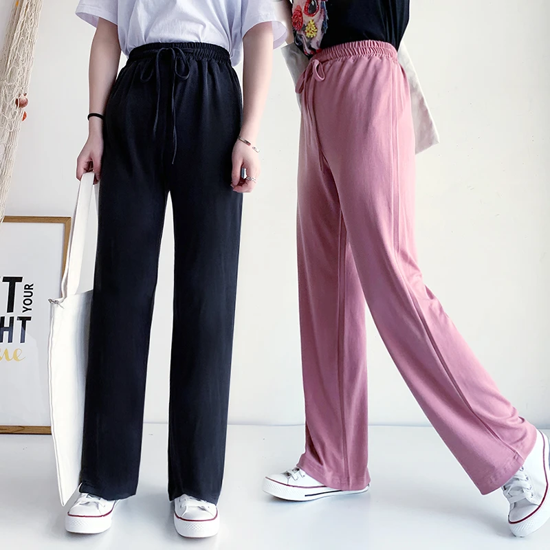 铜氨丝直筒阔腿裤女187