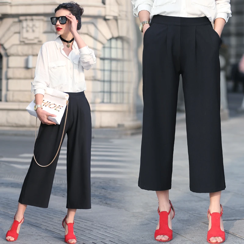 罗马针织阔腿裤全松紧腰686