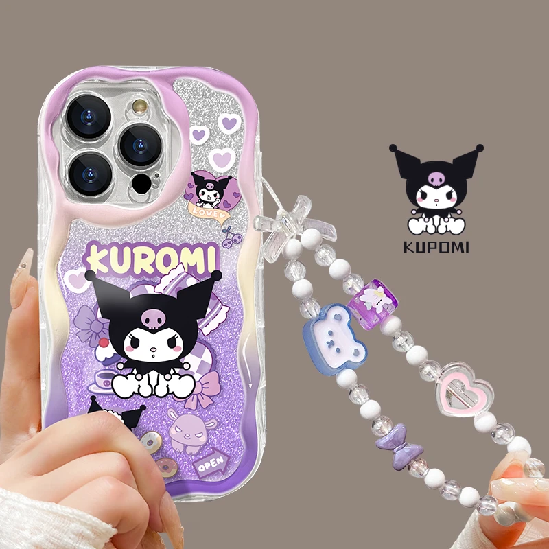 【奶油框硅胶壳】紫色库洛米手机苹果15硅胶iphone15pro闪片