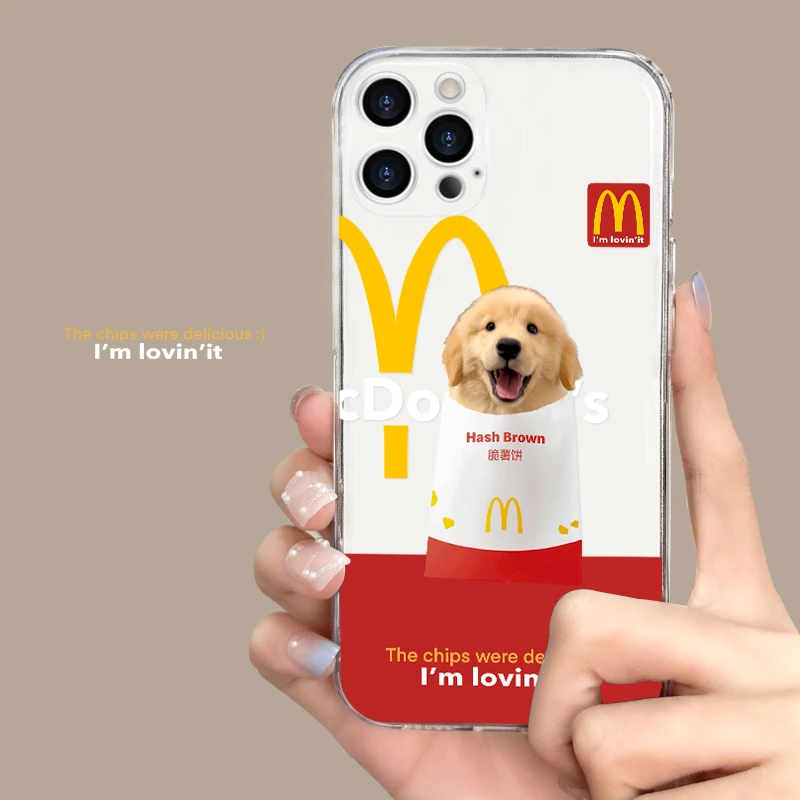 【直边透明壳】薯饼小狗苹果15防摔iphone15pro个性麦当劳