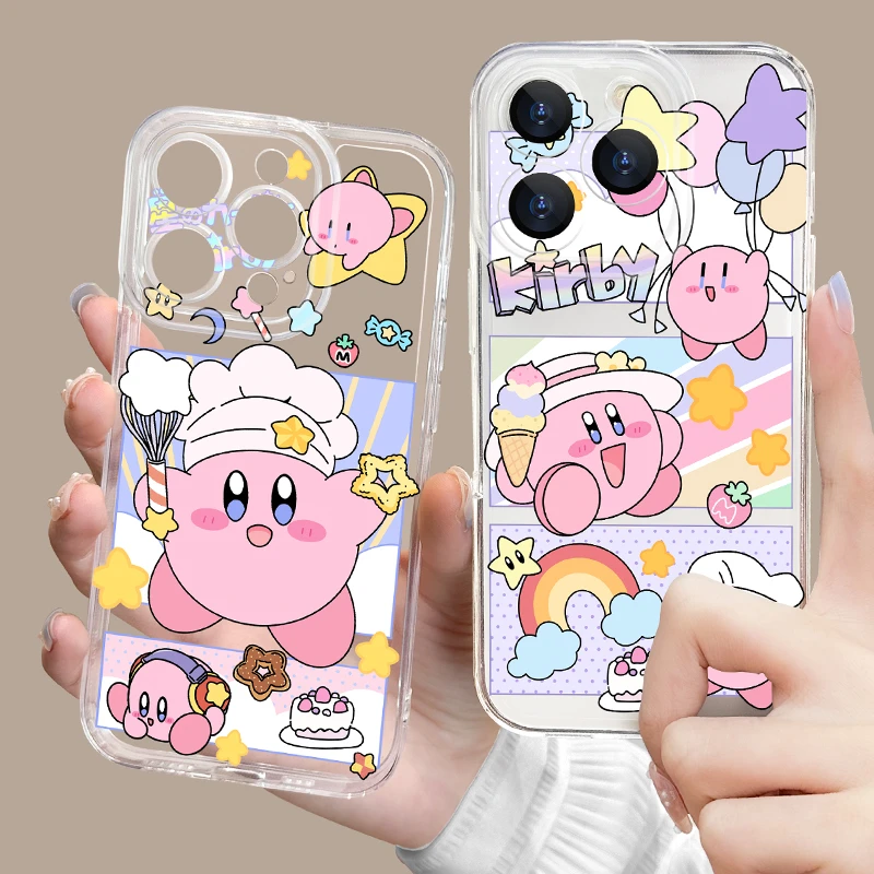 【透明飞星卡比】直边透明苹果15防摔iphone15pro粉红卡比