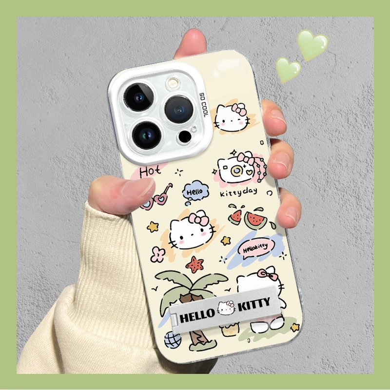 涂鸦凯蒂小新支架壳适用苹果13手机壳iPhone16/15华为oppo小米