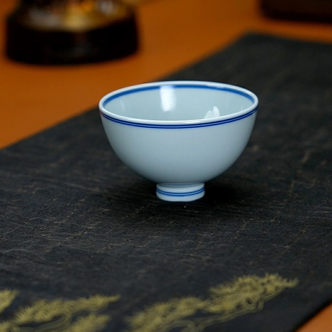 白胎鸡心杯景德镇手绘