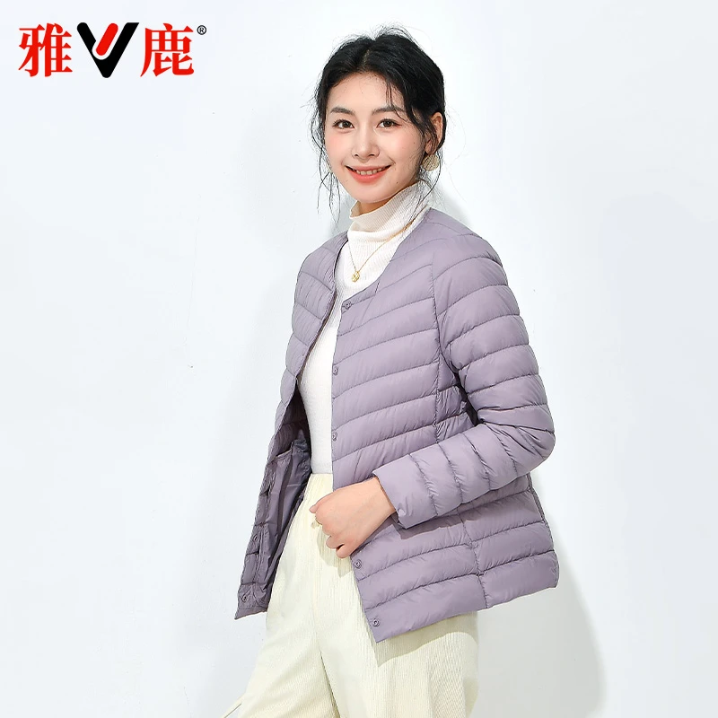 雅鹿2025新款短款内搭保暖休闲轻薄款羽绒服内胆女送同色收纳袋