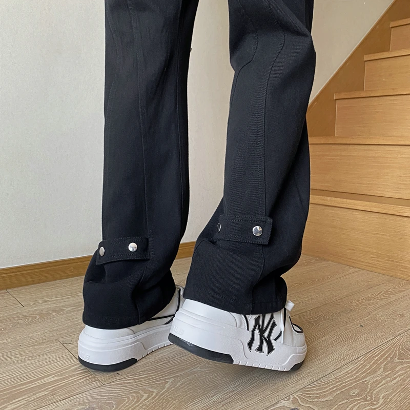 大白鲨美式高街vibe搭扣设计感牛仔裤男士夏季薄款宽松百搭直筒裤