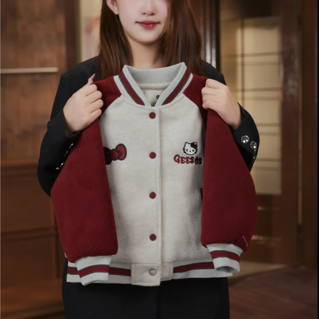 2024秋冬新款中大女童百搭时尚加棉加厚保暖洋气卡通棒球服外套