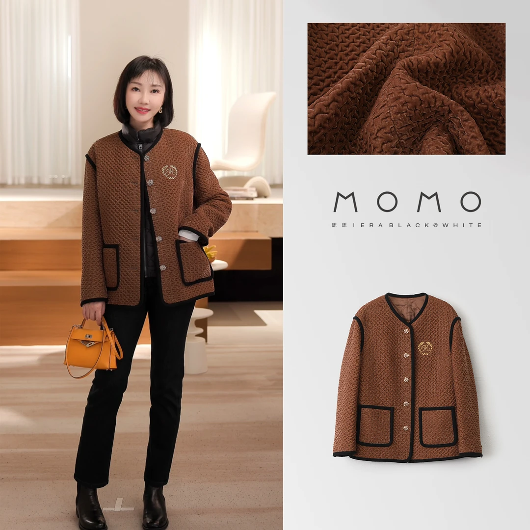 【MOMO ERA】2679 时尚重工艺复古外套设计师翻领短款秋冬高端女装