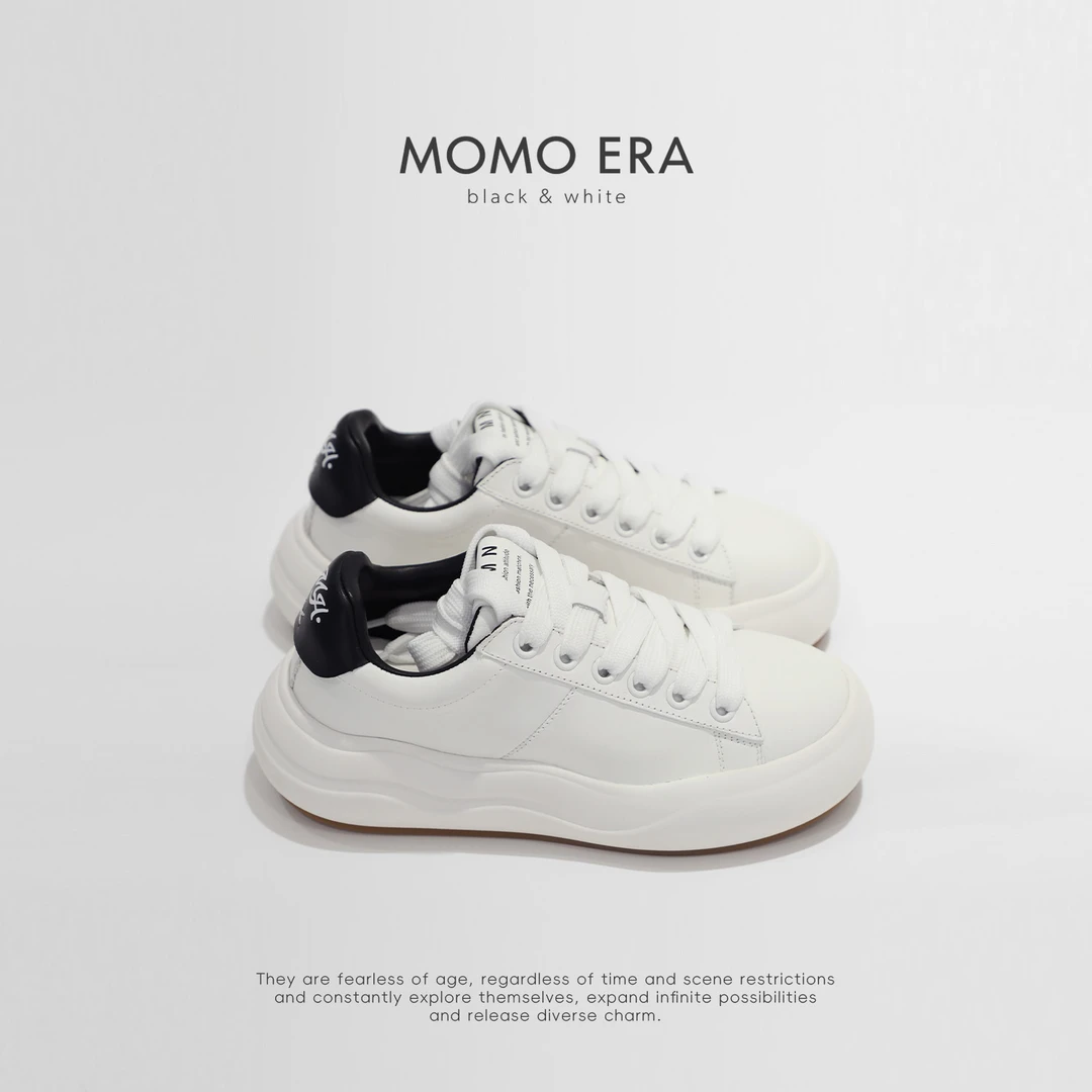 10575 X简约百搭休闲小白鞋 MOMOERABLACK&WHITE